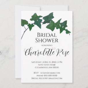 Elegant Green English Ivy Bridal shower Invitation