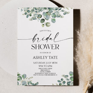 Elegant Green Eucalyptus Plant Bridal Shower Invitation
