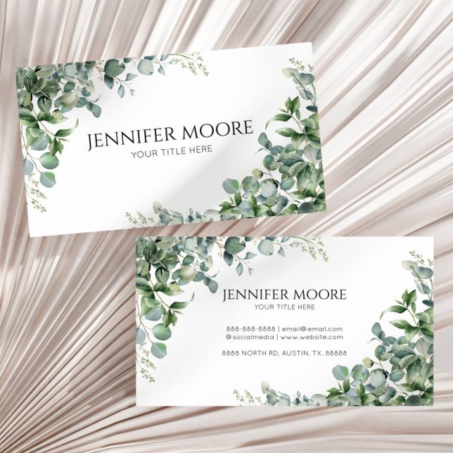 Elegant Green Eucalyptus Plant Leaves Business Card (Creator Uploaded)