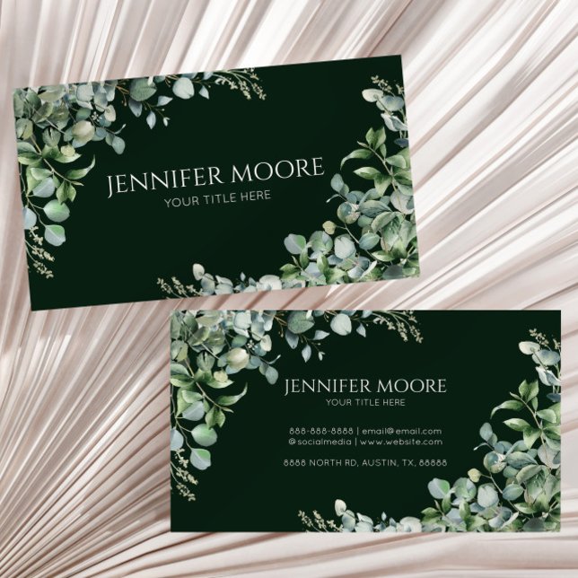 Elegant Green Eucalyptus Plant Leaves Business Card (Creator Uploaded)