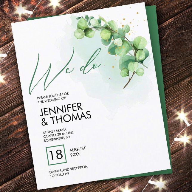 Elegant Green Eucalyptus We Do Wedding Invitation (Creator Uploaded)