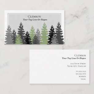 Elegant Green Evergreen Trees Professional Business Card
