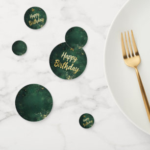 Elegant Green & Faux Gold Birthday Confetti