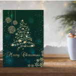 Elegant Green,Faux Gold Christmas Tree,Snowflakes Holiday Card<br><div class="desc">Elegant faux gold Christmas tree,  balls,  and snowflakes on green background make this a perfect Christmas or holiday greeting card for friends and family.</div>