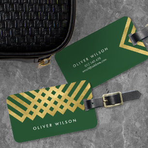 Elegant Green Faux Gold Geometric Luggage Tag