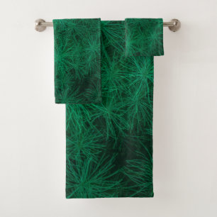 Elegant Green Fern Background   Towel Set