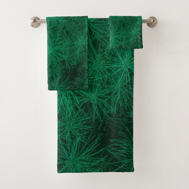 Elegant Green Fern Background | Towel Set (Insitu)