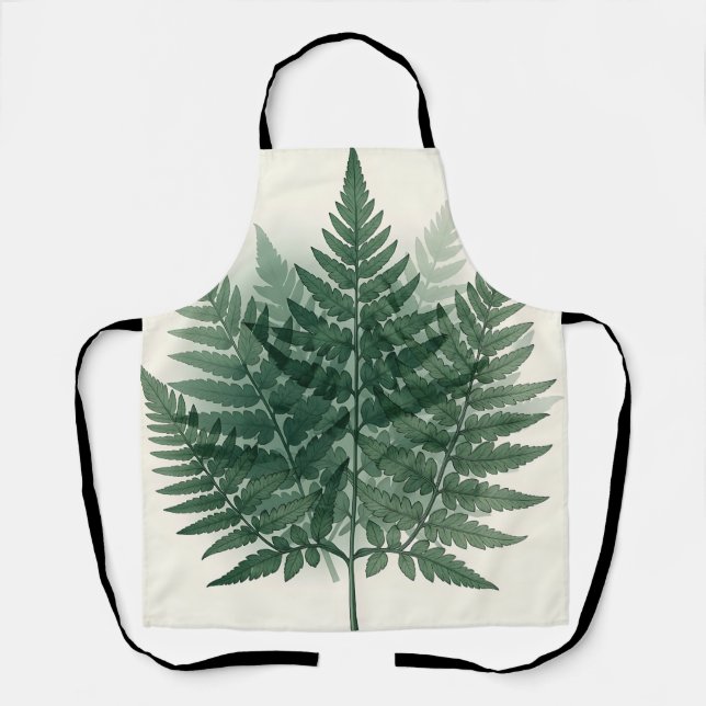 Elegant Green Fern Fronds Botanical  Apron (Front)