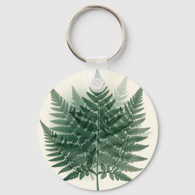Elegant Green Fern Fronds Botanical  Key Ring (Front)