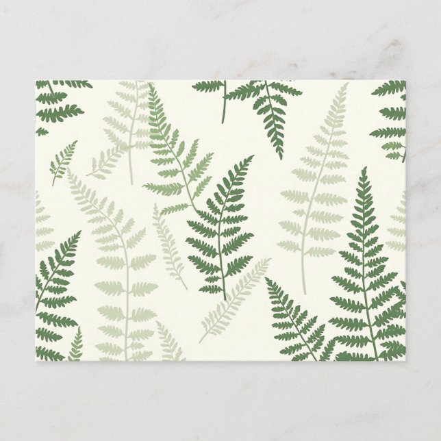 Elegant Green Fern Fronds Pattern Botanical  Postcard (Front)