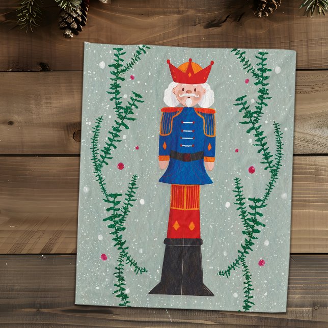 Elegant Green Festive Merry Christmas Nutcracker Fleece Blanket (Creator Uploaded)