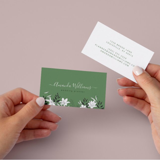 Elegant Green Floral Design Business Card (Creator Uploaded)