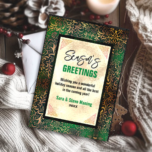 Elegant green floral gold Christmas new year