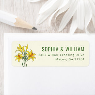 Elegant Green Floral Lilies Return Address Label