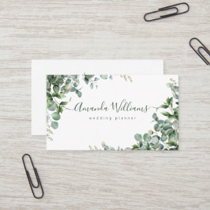 Elegant Green Floral QR Code Business Card