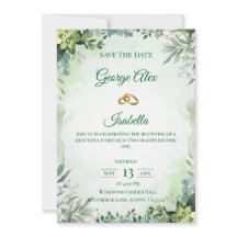 Elegant Green Floral Save the Date Wedding