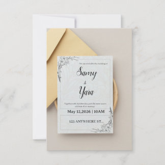 Elegant Green Floral Save the Date Wedding Invitat Thank You Card