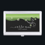 Elegant Green Floral Swirl | Personalise   Business Card Holder<br><div class="desc">Professional Business Card Holder ready for you to personalise. ✔NOTE: ONLY CHANGE THE TEMPLATE AREAS NEEDED! 😀 If needed, you can remove the text and start fresh adding whatever text and font you like. 📌If you need further customisation, please click the "Click to Customise further" or "Customise or Edit Design"...</div>