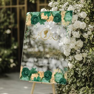 Elegant Green Floral Victorian Bridal Shower  Acrylic Sign