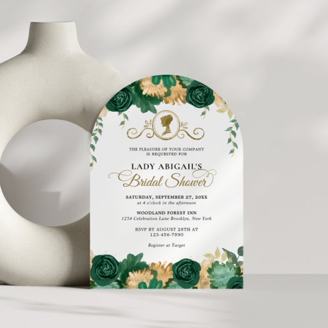 Elegant Green Floral Victorian Bridal Shower Arch Invitation (Creator Uploaded)