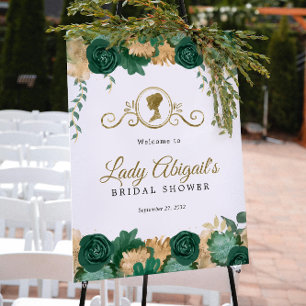 Elegant Green Floral Victorian Bridal Shower  Poster