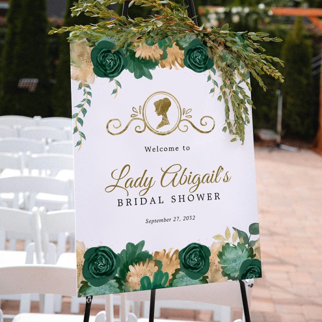 Elegant Green Floral Victorian Bridal Shower  Poster (Creator Uploaded)