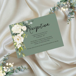 Elegant Green Floral Watercolor Reception Card