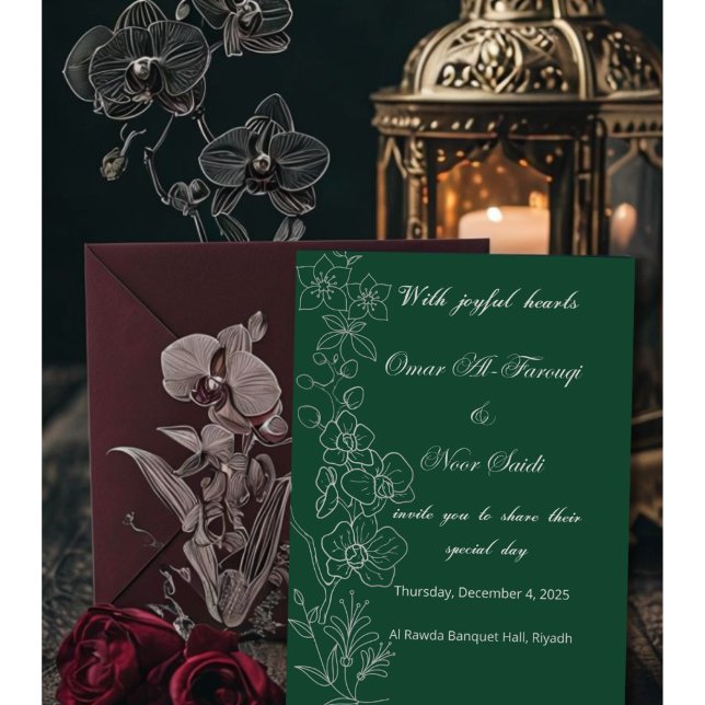 Elegant Green & Floral Wedding Invitation (Creator Uploaded)