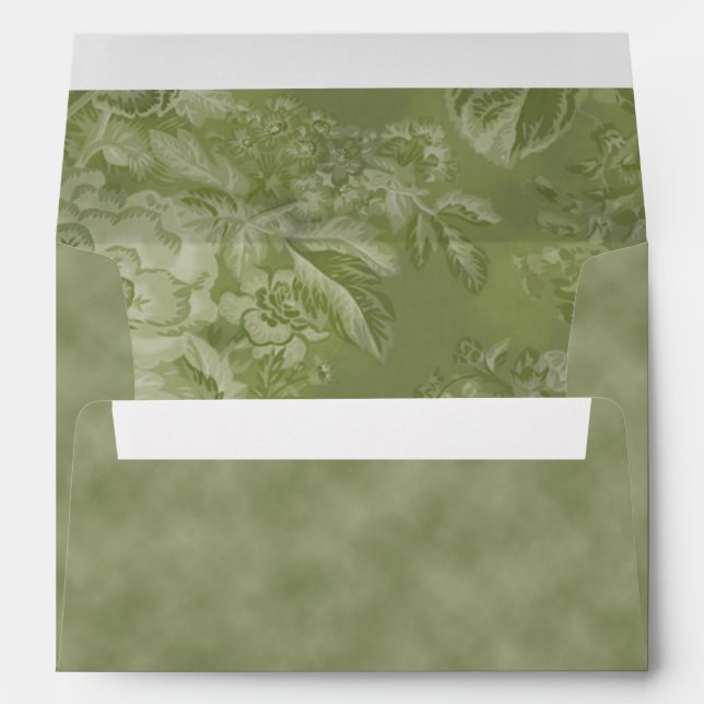 Elegant Green Floral Wedding Invitation Envelope (Back (Bottom))