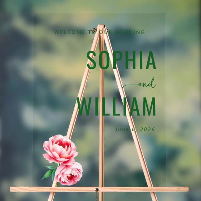 Elegant Green Floral Wedding Sign (Neutral)