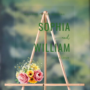 Elegant Green Floral Wedding Sign