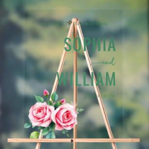 Elegant Green Floral Wedding Sign