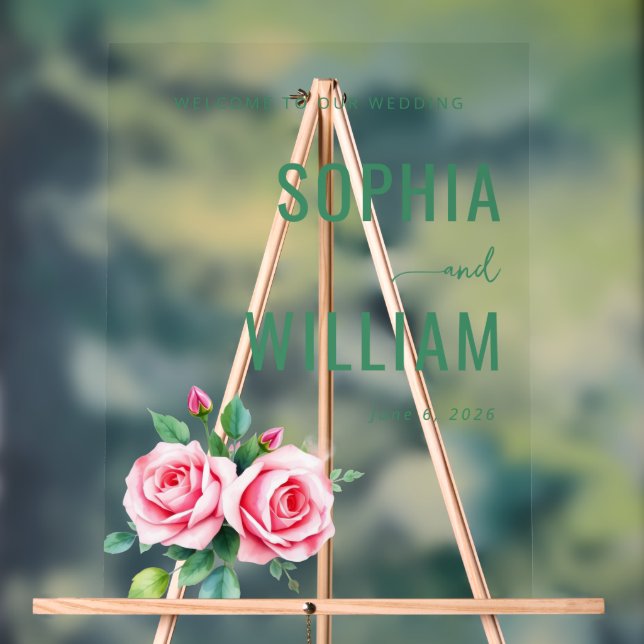 Elegant Green Floral Wedding Sign (Neutral)