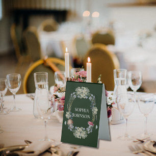 Elegant Green Flower and Mushroom Wreath Wedding