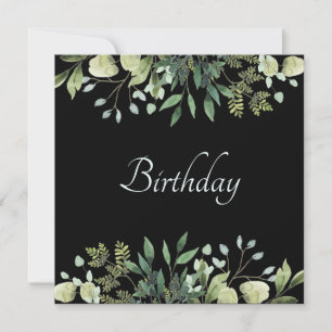 Elegant green flowers Birthday party Invitation