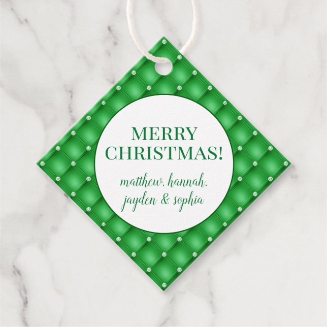 Elegant Green Foil Favour Tags (Front)