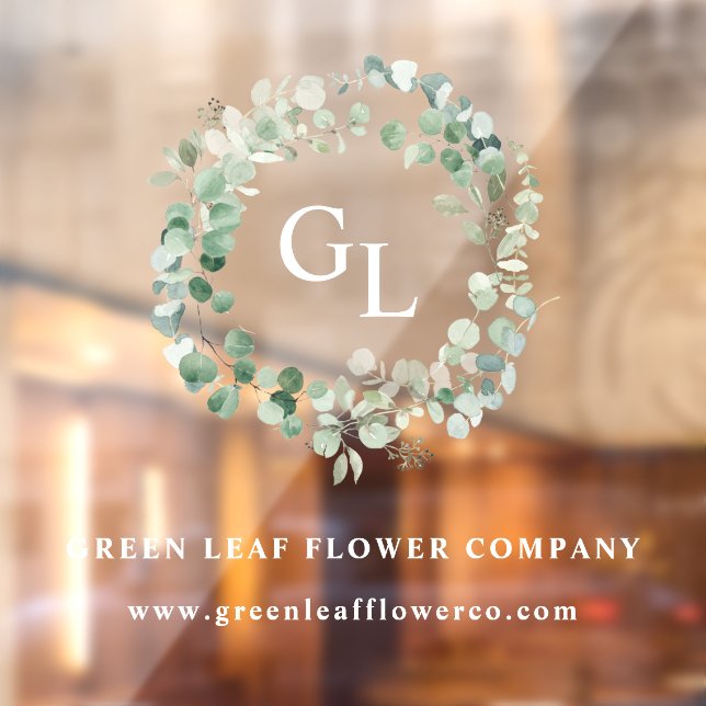 Elegant Green Foliage Business Name Monogram Windo (Sheet 2)