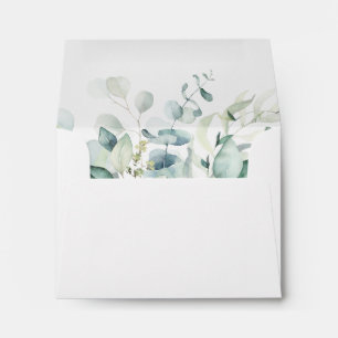 Elegant Green Foliage Pre-Printed Address RSVP Envelope