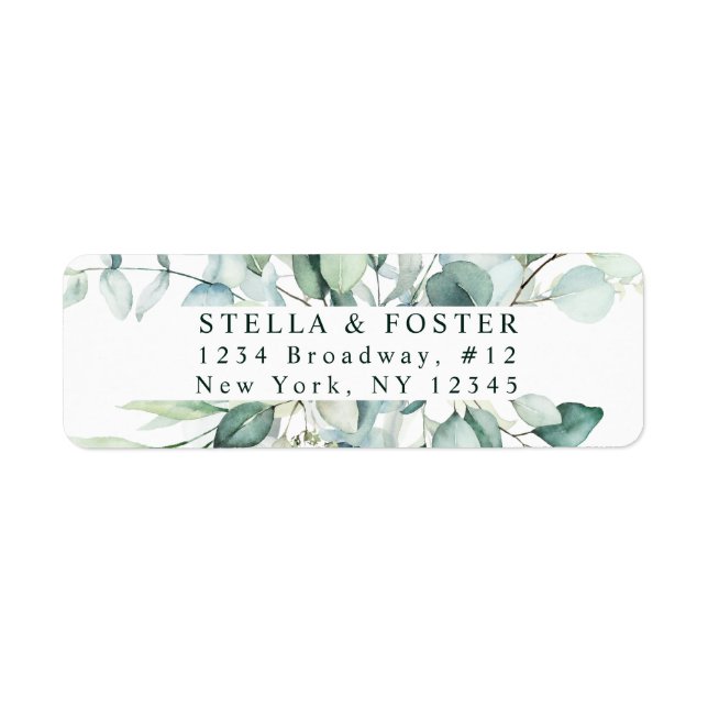Elegant Green Foliage Return Address Label (Front)