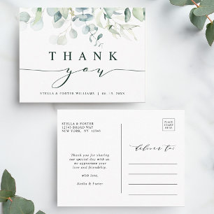 Elegant Green Foliage Thank You Postcard