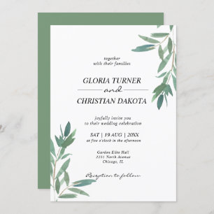 Elegant Green Foliage Wedding Invitation