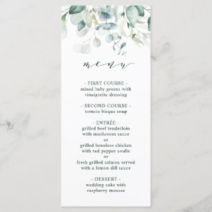 Elegant Green Foliage Wedding Menu