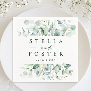 Elegant Green Foliage Wedding Napkin