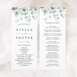 Elegant Green Foliage Wedding Program