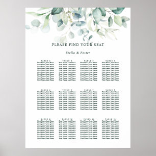 Elegant Green Foliage Wedding Seating chart