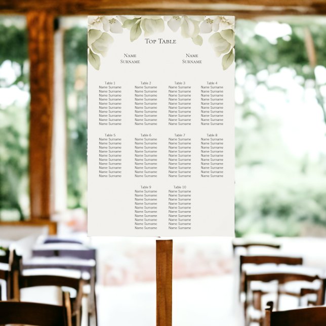 Elegant Green Foliage Wedding Seating Plan Poster (Elegant Green Foliage Wedding Seating Plan Poster from Ricaso. )