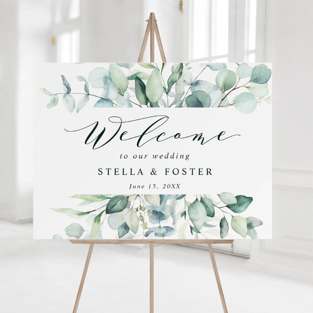 Elegant Green Foliage Wedding Welcome Sign (Creator Uploaded)
