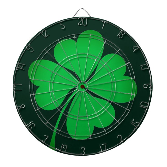 Elegant green four heart leaves clover shamrock dartboard (Front)