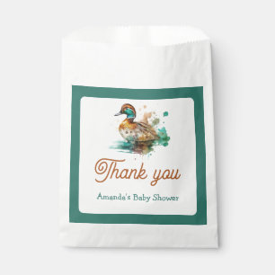 Elegant Green Framed Mallard Duck Baby Shower Favour Bag