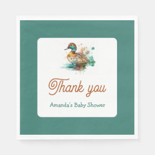 Elegant Green Framed Mallard Duck Baby Shower Napkin